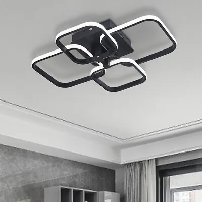Modern Chandelier LED Lamp Black Frame Ceiling Light Living Room Pendant Lights • £40.99