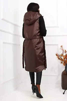 LOSE CONTROL Long Warm Woman Weistcoat With Large Pockets Brown Size 10/12 • £52.99