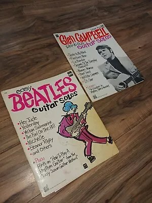 Vintage Songbook Lot Of 2 Beatles Glen Campbell Easy To Play Guitar Solos 1960s • $13.95