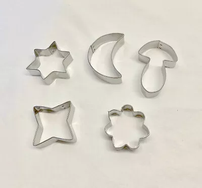 5 Small Cookie Cutters - Star- Mushroom- Halfmoon- Star-Flower • $3.99