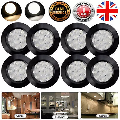 Black LED 12V 3W Spot Ceiling Lights Camper Van Caravan Motorhome Boat Downlight • £14.99