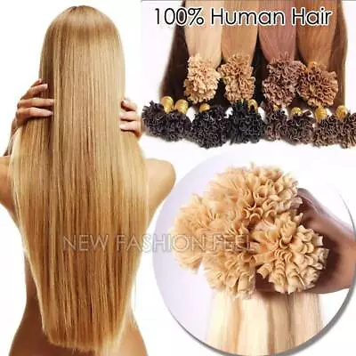 U Nail Tip Pre Bonded Keratin Real Remy Human Hair Extensions Thick US Stock L34 • $82.52