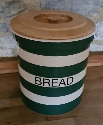 Rare TG Green Cloverleaf Cornishware Green Stripe Bread Bin Crock  • £175
