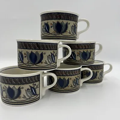 Mikasa Intaglio Arabella CAC01 Set Of (6) Flat Cups Coffee Mugs • $14.95