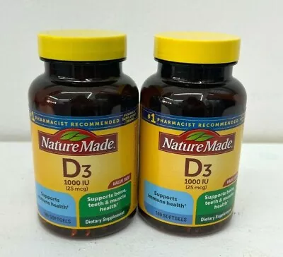 2 PACK Nature Made Vitamin D3 25 Mcg Softgels EXP:09/2024 ( CODE ML- 82 ) • $20