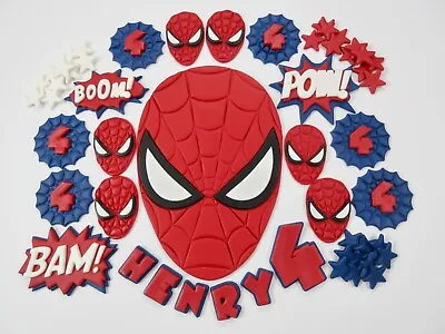 Spiderman Cake Topper Personalised. Edible Spiderman Birthday Cake Decorations. • £16