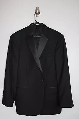 SOLID BLACK JOS. A. BANK 100% WOOL TUXEDO JACKET Sz 44L Evening / Sport Coat • $27.97