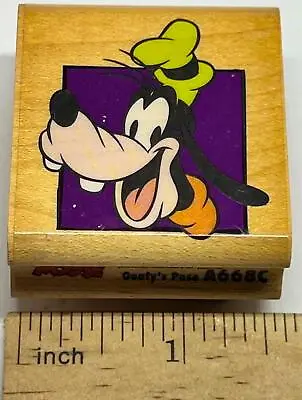 Vintage Mickey Mouse GOOFY’S PORTRAIT POSE Wood Wooden Rubber Stamp WALT DISNEY • $2.95
