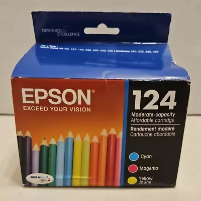 Epson 124 Cyan Magenta Yellow Ink Cartridges Combo Pack - New (exp. 2017) • $18.99