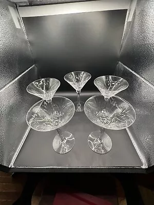 Seneca Spray Crystal Martini Glasses Lot Of 5 - 2 Are Chipped (included Free) • $30