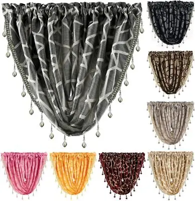 £9.99 • Buy MOROCCO Coloured Beaded Faux Silk Swag Net Curtain Patterned Swags Valance Drape