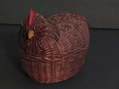 Vintage Woven Rattan/Wicker Chicken Lidded Basket. Too Cute! • $26.99