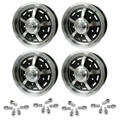 Set Of 4 15  X 5  Vw Bug 5 Lug Black Empi Sprint Star Wheels & Lug Nuts • $753.95