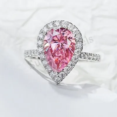 Certified 3.05ct Natural VVS1 Pink Diamond Solitaire Ring 925 Sterling Silver • $301.50