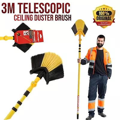 3M Telescopic Ceiling Brush Duster & Cobweb Brush Extendable With Swivel Head • £15.99