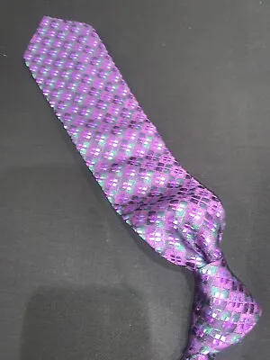 ETRO MILANO Men’s Woven 100% Silk Purple & Green Necktie Tie 59X3.5/8 • $23.99