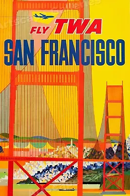 1958 “San Francisco Fly TWA” Vintage Style Airline Travel Poster - 16x24 • $13.95