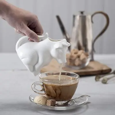 Cow Shape Milk Jug / Creamer White Porcelain Coffee Tea Creamer Jug 175ml • £12.95