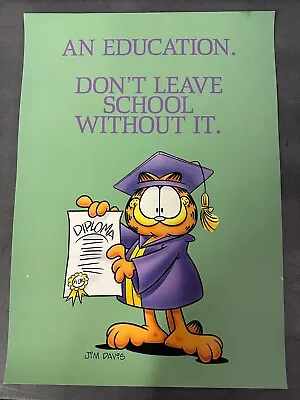 Vintage Garfield 19 X13.5  Poster Jim Davis Classroom Education Don't Leave W/o • $20