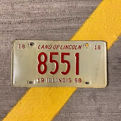 1968 Illinois License Plate 8551 Low Number Four Digit Auto Tag Garage Decor • $48.50