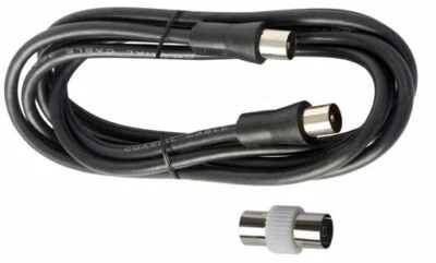 $6.99 • Buy TV Antenna Cable PAL Male To PAL Male Aerial Flylead Coax 1.8M Black + Adaptor