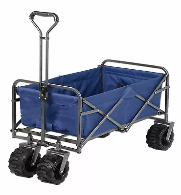 FOLDING BEACH WAGON CART TROLLEY Heavy Duty EXTRA WIDE BIG Sand Wheels Compact • $109.84