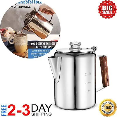 Vintage Camping Stove Top Percolator Coffee Maker Pot Stainless Steel Heavy Duty • $38.99