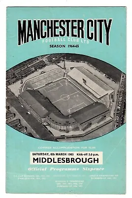 Manchester City V Middlesbrough - 1964-65 Division Two - Football Programme • £4.20