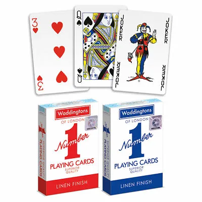 Waddingtons Original Classic No.1 (2 Packs) Red & Blue Playing Card Decks • £3.49