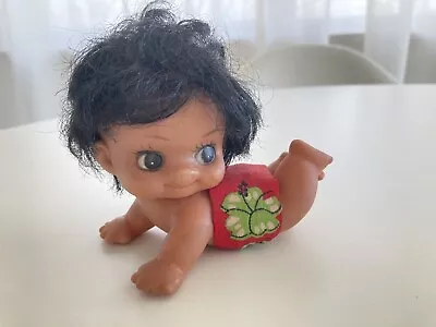 Vtg Hawaiian Girl Baby Doll Mini Laying Crawling Tropical • $10