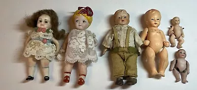 VTG Miniature Dollhouse Pocket Dolls Bisque Ceramic All Jointed Unbranded • $11