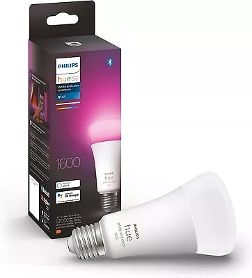 $99.99 • Buy PHILIPS HUE White & Colour Ambiance Bluetooth LED Bulb E27 1600 Lumen 