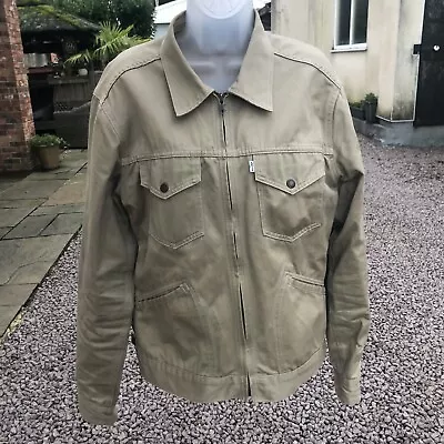 Vintage Levi’s 1997 Denim Jacket Size L Beige Tan Made In Italy 90’s Y2k • £29.99