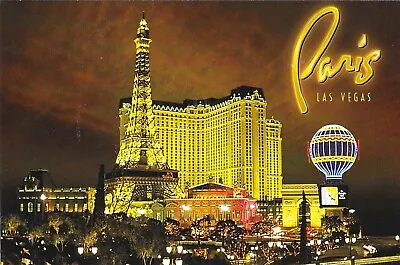 Vintage Nevada Chrome Postcard Las Vegas Downtown Night Paris • $0.99