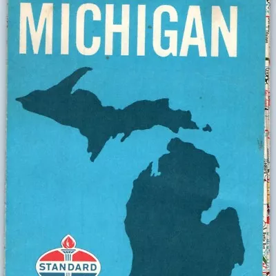 1968 Michigan Standard Oil Road Map Gas Service Detroit City Metropolitan Map 4D • $9.25