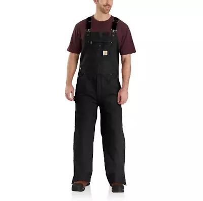Carhartt Black Washed Duck Insulated Bib Overall Warmth3  M - Short • $49.99