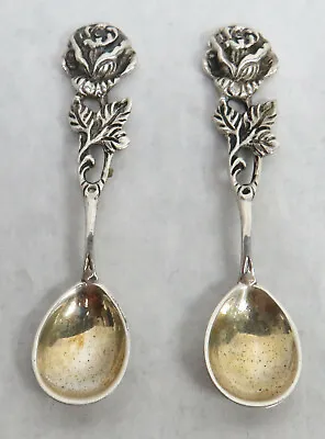 Pair Rose 835 Silver 2 3/8  Salt Spoons • $52