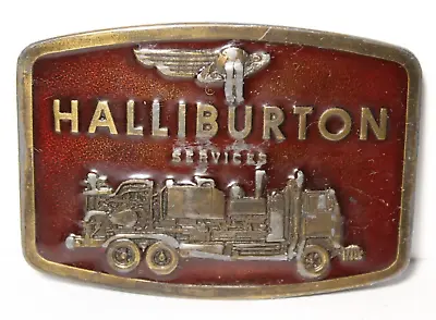 1970s Vintage Halliburton Oil Service Oil Rig Fracking Pump Kenworth Belt Buckle • $17.49