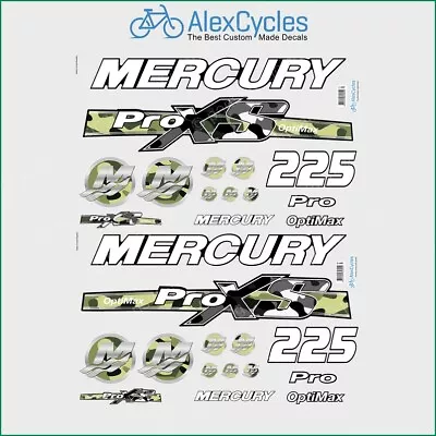 225 HP Mercury Optimax ProXS Outboadrs Motor Camo Black/Green Laminated Decals • $77