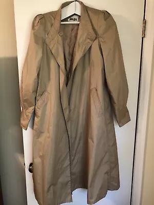 Vintage Women’s LUBA Trench Coat Neiman Marcus :Tan Size 10/12 W/ Shoulder Pads • $60