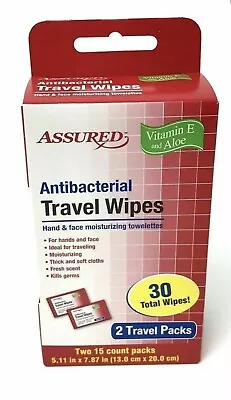 Assured Wet Wipes Travel Size W/Vitamin E Aloe 6 Packs Of 15/ 90 Total.  • $10.48