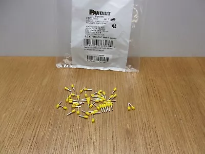 (Qty.50) Panduit FSD73-6-D Ferrule 24 AWG Yellow 3/8  Long DIN Crimp Terminal • $9