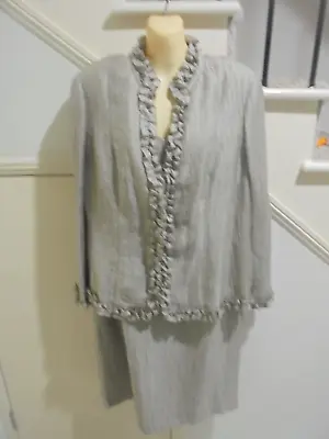 $28.99 • Buy VIYELLA LABEL SIZE 16 Grey 2 Piece SPECIAL OCCASION Lined DRESS & JACKET