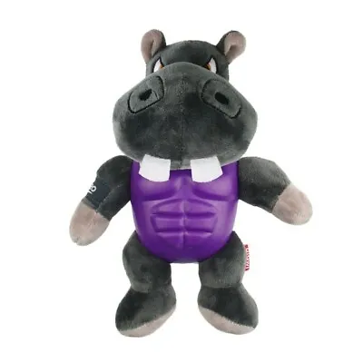 Dog Chew Toy GiGwi I'm Hero TPR Tough Armor Hippo TPR/Plush With Squeaker • £11.69
