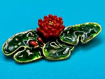 Water Lily Pad Lotus Flower Vintage Brooch Pin Signed By Museum Of Fine Arts • $55