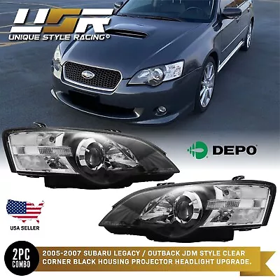 DEPO JDM Black/Clear Projector Headlights For 2005-2007 Subaru Legacy / Outback • $296.96