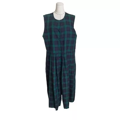 Vintage 80s LAURA ASHLEY Plaid Dress Pinafore Jumper Cottage Core Praire US 12 • $150