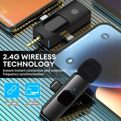 Lavalier Wireless Microphone Audio Video Recording Mini Mic For Android/iphone • £18.89