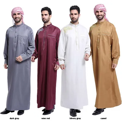 Men Daffah Dishdasha Saudi Thobe Thoub Abaya Galabeya Muslim Dress Arabic Robe • $40.41
