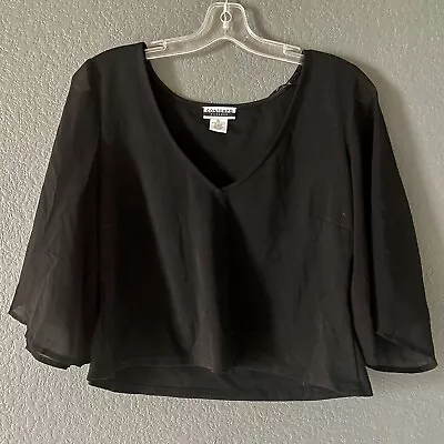 Contempo Casuals Vintage 90's Black Midriff/Crop With Sheer Sleeves XL • $30
